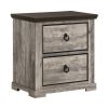 Elaya Nightstand with 2 Drawers, Black Metal, Weathered Gray Wood