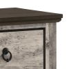 Elaya Nightstand with 2 Drawers, Black Metal, Weathered Gray Wood