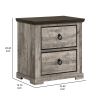 Elaya Nightstand with 2 Drawers, Black Metal, Weathered Gray Wood