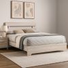 Cuzzy Full Platform Bed with Panel Headboard, Low Profile White Wood