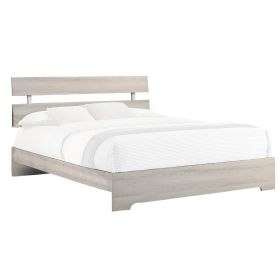 Cuzzy King Platform Bed with Panel Headboard, Low Profile White Wood