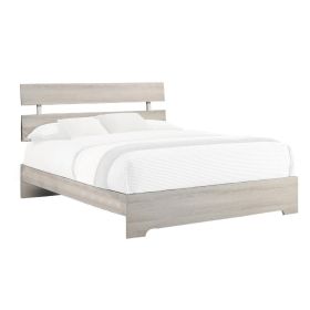 Cuzzy Queen Platform Bed with Panel Headboard, Low Profile White Wood