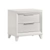Ressy Nightstand with 2 Drawer, Silver Metal, Contemporary White Wood