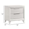 Ressy Nightstand with 2 Drawer, Silver Metal, Contemporary White Wood