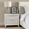 Ressy Nightstand with 2 Drawer, Silver Metal, Contemporary White Wood