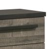 Ruthe Nightstand with 2 Drawers, Wide Top, Ebony Black, Gray Wood