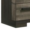 Ruthe Nightstand with 2 Drawers, Wide Top, Ebony Black, Gray Wood