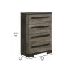 Ruthe Tall Dresser Chest with 4 Drawers, Ebony Black, Gray Wood