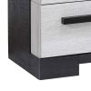 Ruthe Nightstand with 2 Drawers, Wide Top, Ebony Black, White Wood