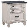 Sawz Nightstand with 3 Drawers, Charcoal Plank Top, Light Gray Wood