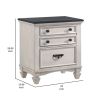Sawz Nightstand with 3 Drawers, Charcoal Plank Top, Light Gray Wood