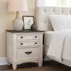 Sawz Nightstand with 3 Drawers, Charcoal Plank Top, Light Gray Wood