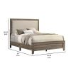 Shannon Queen Panel Bed with Nailhead Trim, Ivory Fabric, Gray Wood