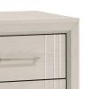 Charie Nightstand with 2 Drawers, Tapered Legs, Silver Metal, White Wood