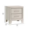 Charie Nightstand with 2 Drawers, Tapered Legs, Silver Metal, White Wood