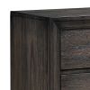 Jeni Nightstand, 3 Drawers, Chrome Metal Handles, Rustic Dark Gray