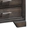 Jeni Nightstand, 3 Drawers, Chrome Metal Handles, Rustic Dark Gray