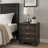 Jeni Nightstand, 3 Drawers, Chrome Metal Handles, Rustic Dark Gray