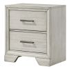 Jeni Nightstand, 2 Drawers, Chrome Handles, Rustic White Mist