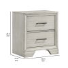 Jeni Nightstand, 2 Drawers, Chrome Handles, Rustic White Mist