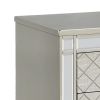 Cristo Nightstand, 2 Dovetail Drawers, Crystal Knobs, Champagne Silver