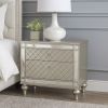 Cristo Nightstand, 2 Dovetail Drawers, Crystal Knobs, Champagne Silver