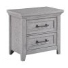 Bix Nightstand, 2 Dovetail Drawers, Bronze Handles, Light Gray