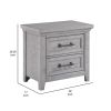 Bix Nightstand, 2 Dovetail Drawers, Bronze Handles, Light Gray