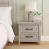Bix Nightstand, 2 Dovetail Drawers, Bronze Handles, Light Gray