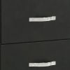 Geny Nightstand, 2 Drawers, Silver Trim and Metal Handles, Black Wood
