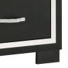 Geny Nightstand, 2 Drawers, Silver Trim and Metal Handles, Black Wood