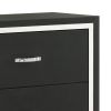 Geny Tall Dresser Chest, 4 Drawers, Silver Trim and Metal Handles, Black