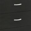 Geny Tall Dresser Chest, 4 Drawers, Silver Trim and Metal Handles, Black