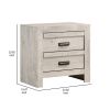 Velz Nightstand, 2 Drawers, Metal Finger Pull Handles, Weathered Beige