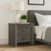 Velz Nightstand, 2 Drawers, Metal Finger Pull Handles, Dark Gray Wood