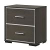 Hez Nightstand, 2 Drawers, Silver Trim