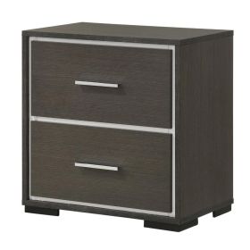 Hez Nightstand, 2 Drawers, Silver Trim
