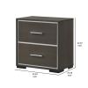 Hez Nightstand, 2 Drawers, Silver Trim