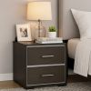 Hez Nightstand, 2 Drawers, Silver Trim