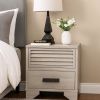 Sary Nightstand, 2 Drawers, Black Finger Handles, Off White Wood
