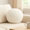 Round Accent Pillow, Ivory Faux Shearling