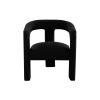 Gely Dining Accent Chair, Open Curved Back w Tripod Base, Black Boucle
