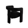 Gely Dining Accent Chair, Open Curved Back w Tripod Base, Black Boucle