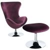 Fabric Curved Design Chair with Ottoman and Tubular Base