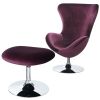 Fabric Curved Design Chair with Ottoman and Tubular Base