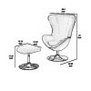 Fabric Curved Design Chair with Ottoman and Tubular Base