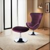 Fabric Curved Design Chair with Ottoman and Tubular Base