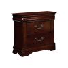 2 Drawer Wooden Nightstand with Hidden Top Drawer and Metal Handles, Brown