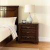 Wooden Night Stand With 3 Drawers In Cherry Brown