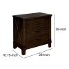 Three Drawer Nightstand with Metal Handle And Crossed Planked Side Panels, Brown